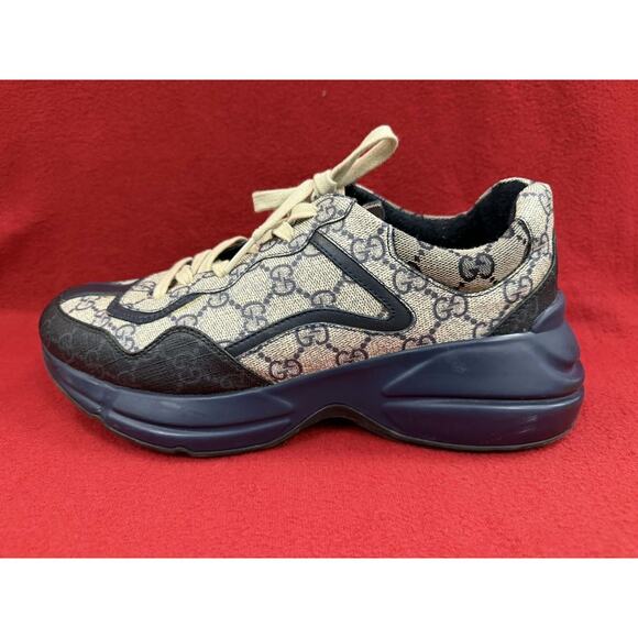 Gucci GG Rhyton Beige Blue Supreme Monogram Sneakers EU 41/ Gucci 7 /US 7.5 main image 10
